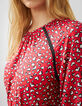 Women’s heart print midi dress with lace-4