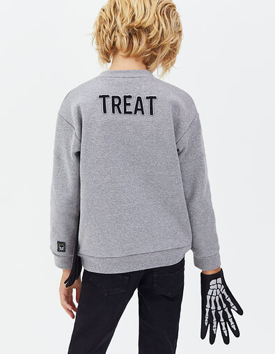 Boys’ medium grey Trick or Treat sweatshirt and Halloween gloves - IKKS