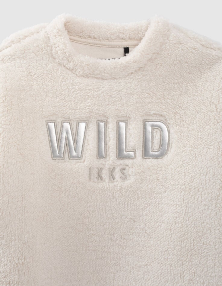 Vestido sudadera crudo peluche letras parche ni&ntilde;a-2