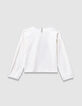 T-shirt écru coton bio lapin col dentelle 3D fille-6