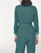 Veste tailleur en tencel émeraude avec ceinture femme-3