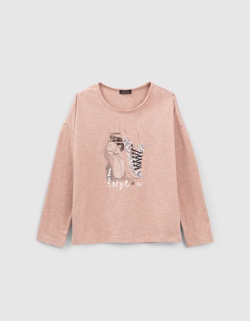 Roze T-shirt opdruk ballerina’s-sneakers meisjes