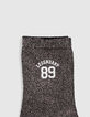 Chaussettes blanc cassé rayé bleu et noir argent fille -3