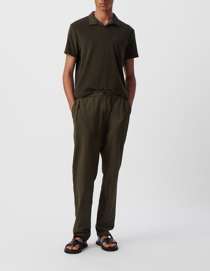 Polo caqui algod&oacute;n rizo hombre-1