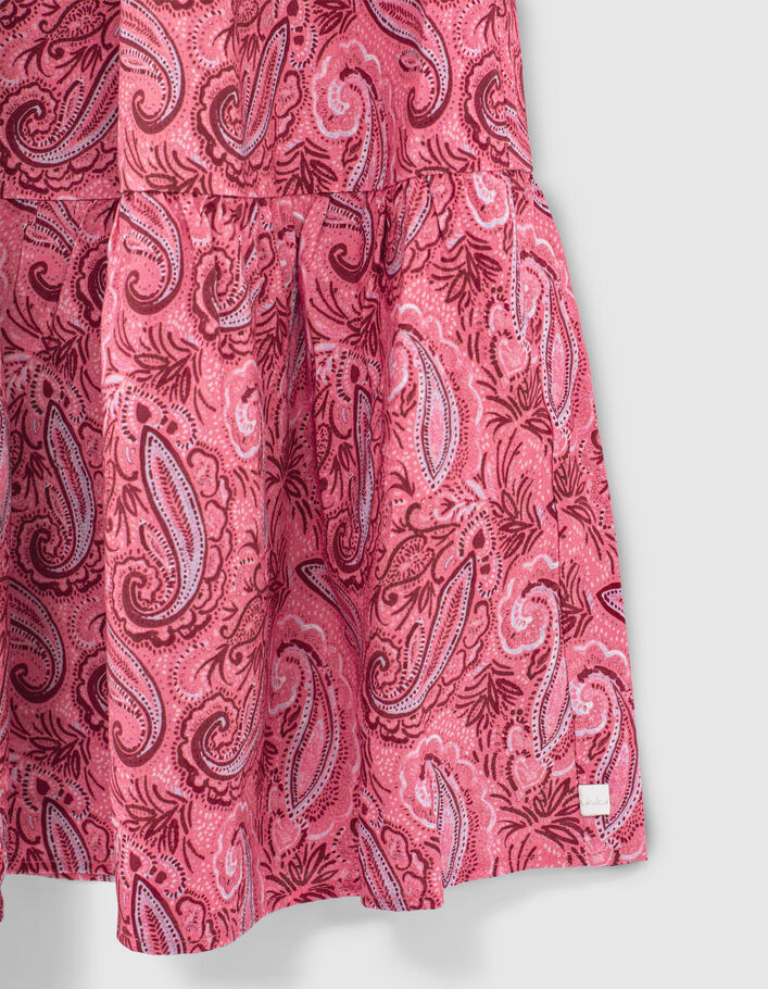 Langes, fuchsia Mädchenkleid aus Ecovero® mit Paisleyprint - IKKS