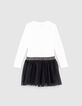 Wei&szlig;es M&auml;dchenkleid aus Mischgewebe mit schwarzem Tutu-3