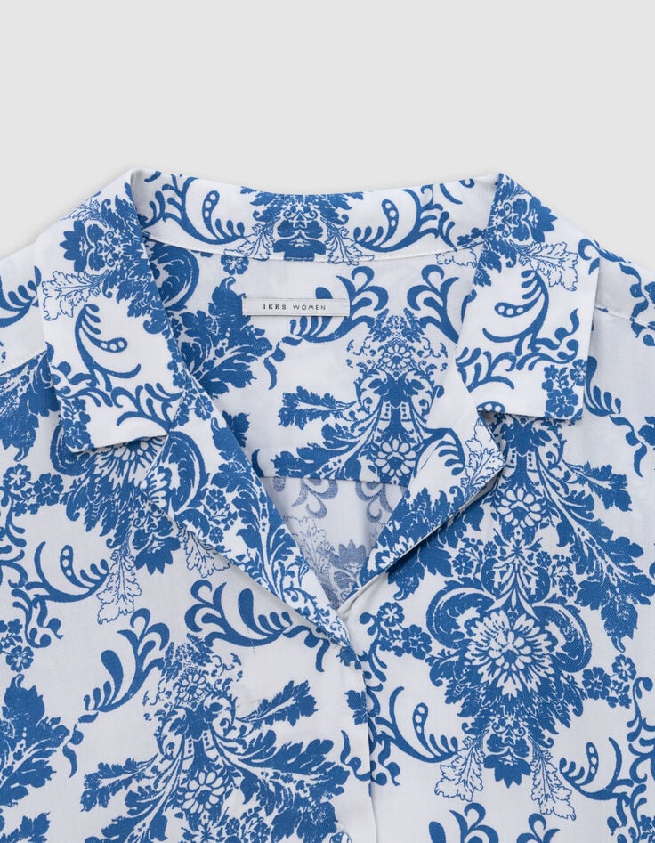 Chemise LENZING&trade; ECOVERO&trade; imprim&eacute; fa&iuml;ence bleu Femme-2