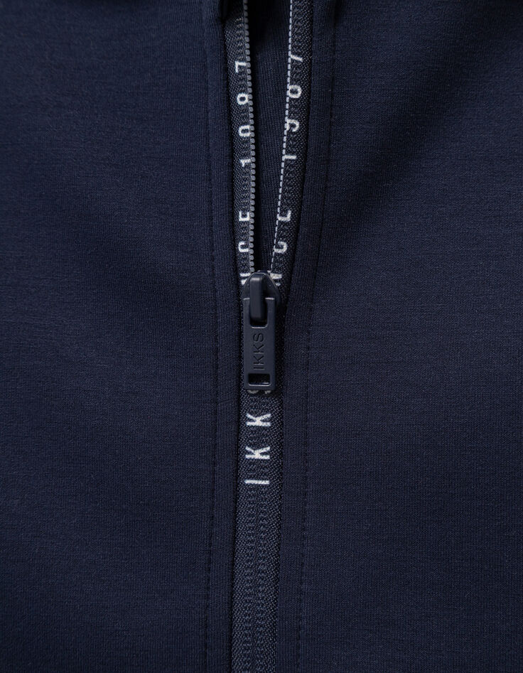 Boys’ navy zipped hooded cardigan with zip lettering-5
