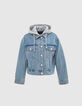 Blouson court en denim loose à capuche femme-2