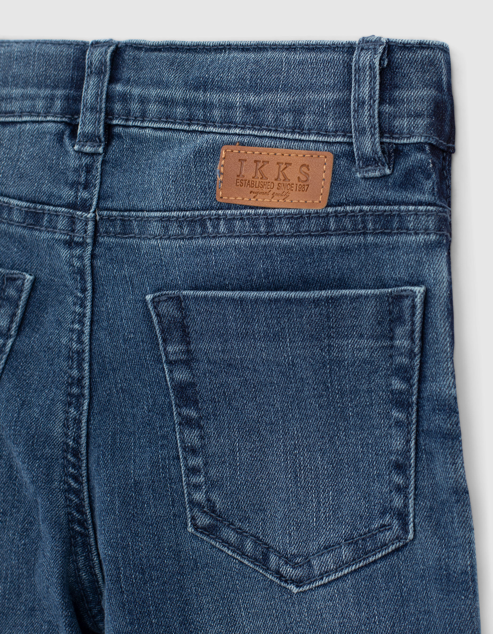 Boys medium blue straight jeans with lines down sides