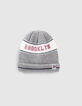 Bonnet gris tricot jacquard message garçon-1
