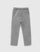 Middengrijze tricot broek gestreepte taille jongens -3