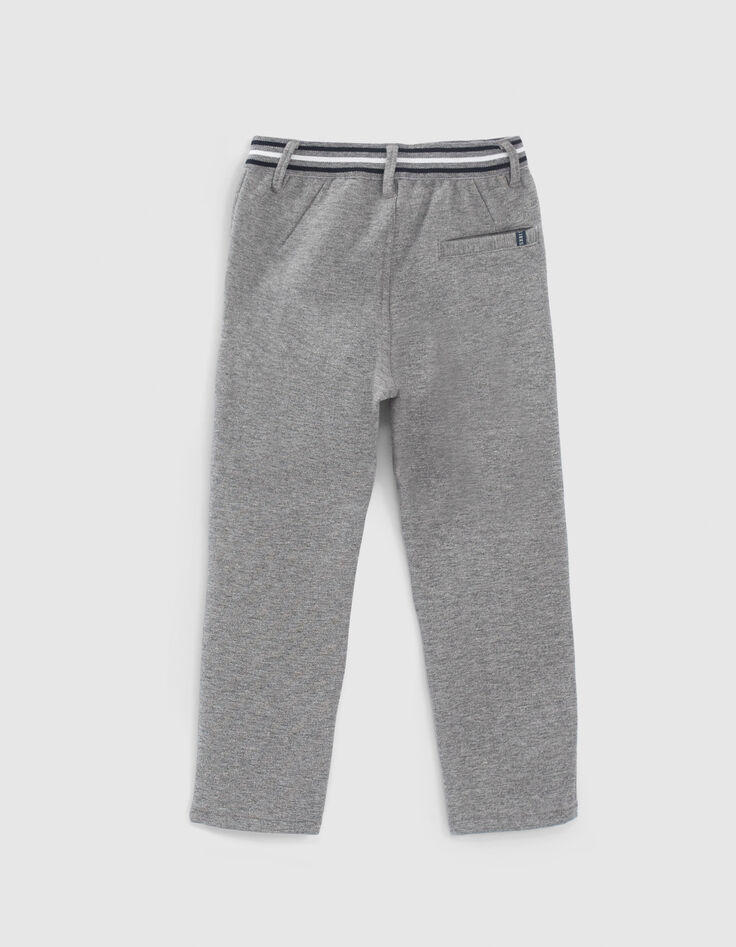 Middengrijze tricot broek gestreepte taille jongens -3
