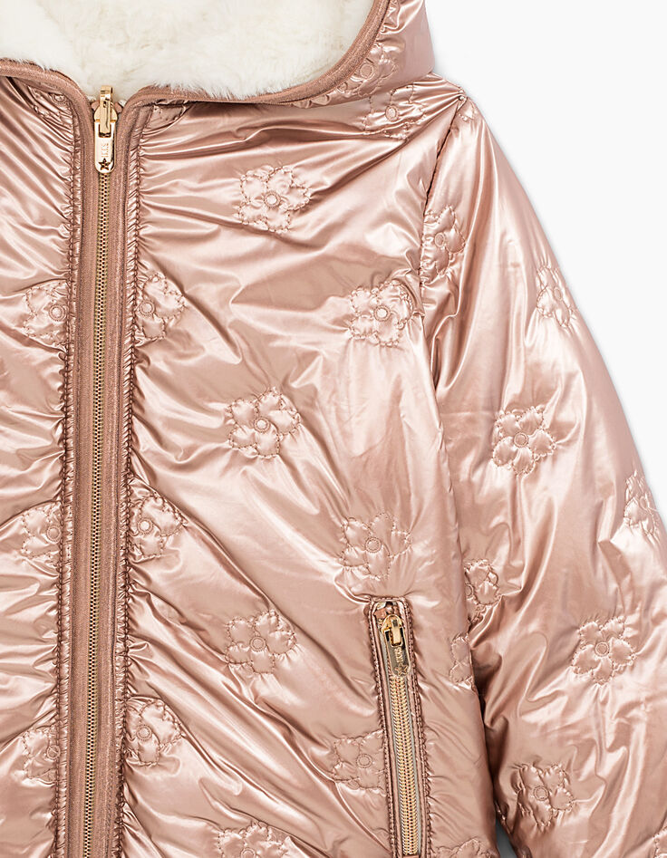 Anorak reversible rosa gold y blanco roto niña-5