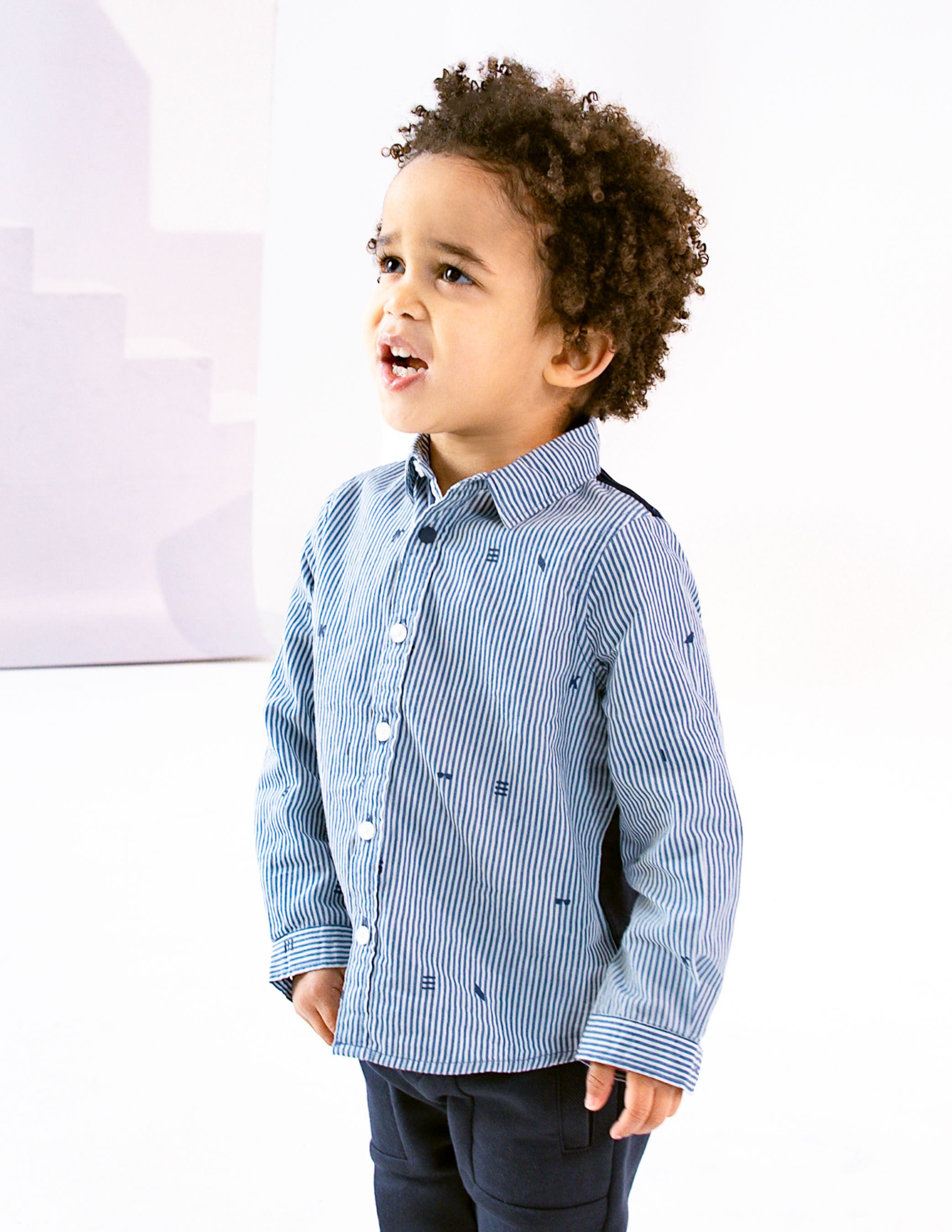 Camisa bimaterial rayas y estampados de verano bebe nino IKKS