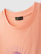 Koraalrood T-shirt bio zonsondergang meisjes-6