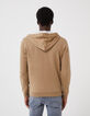 Cardigan beige molleton à capuche Homme-4