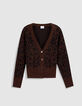 Braune Strickjacke f&uuml;r Damen mit Leopardenmuster-5