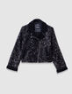 Girls’ black sequinned biker jacket-4 Girls’ black sequinned biker jacket-4