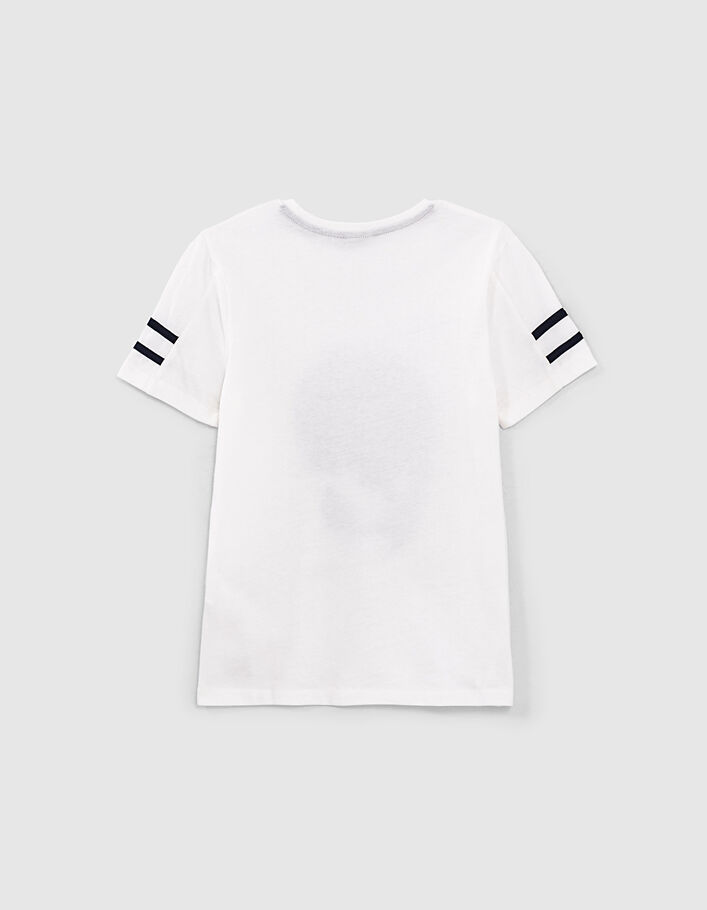 Wit T-shirt doodshoofd, radio en sneakers bio jongens - IKKS