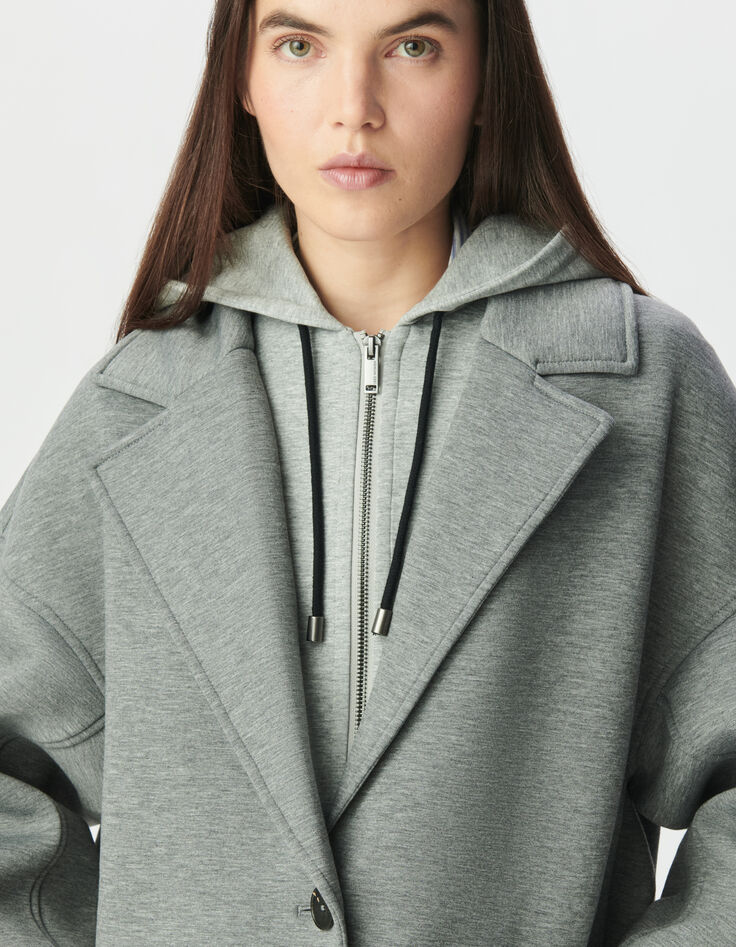 Women’s grey coat with detachable hood-5