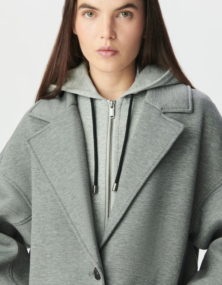 Women’s grey coat with detachable hood-5 Women’s grey coat with detachable hood-5