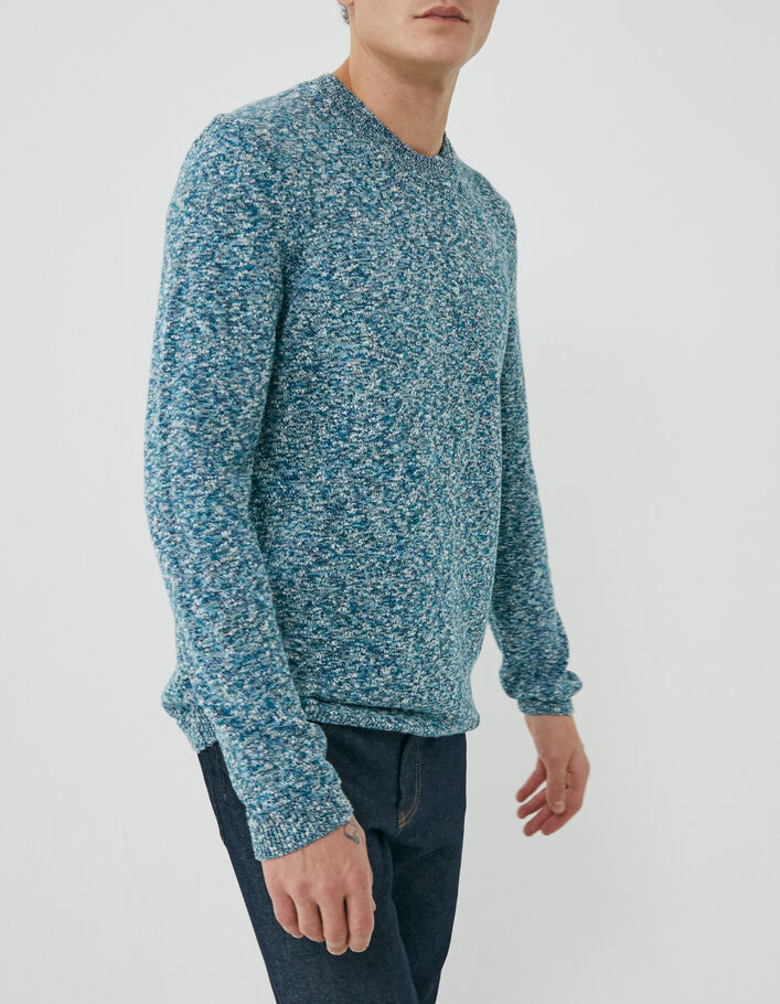 Men’s aqua mouliné knit sweater - IKKS