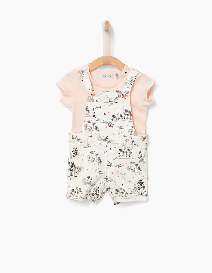 Conjunto camiseta rosa y peto bebé niña-1 Conjunto camiseta rosa y peto bebé niña-1