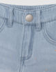 Waterless blue denim shorts with deep dye effect for girl-5