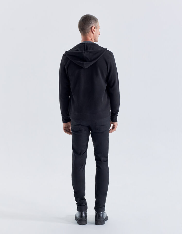 Cardigan noir nid d'abeille à capuche Homme-4
