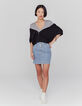 Women’s black beaded hooded short-sleeve cardigan-6