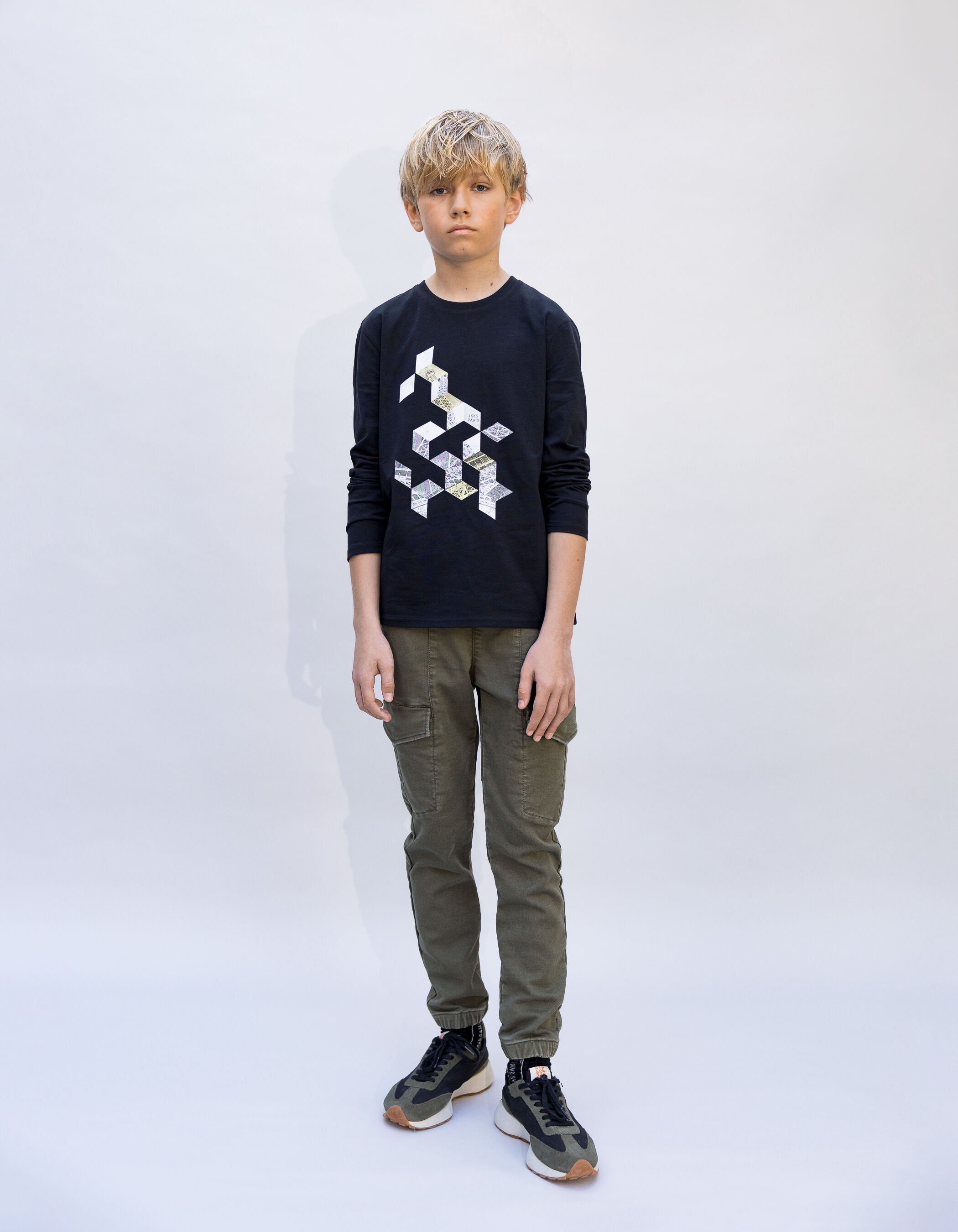 Upcycled jeans JOGGER khaki battle spirit boy IKKS