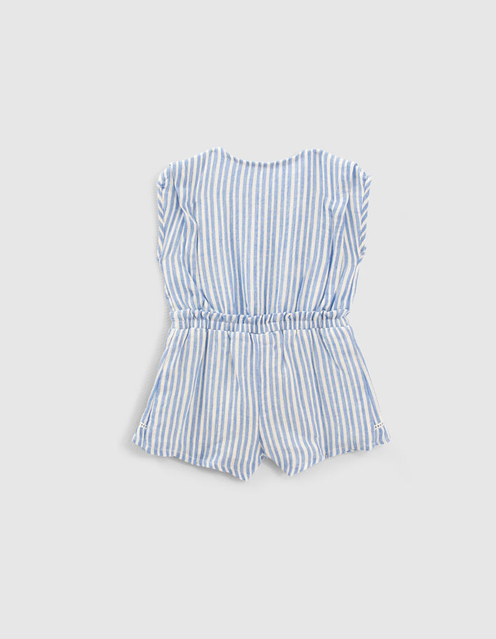 Korte jumpsuit wit en blauw met strepen babymeisjes - IKKS