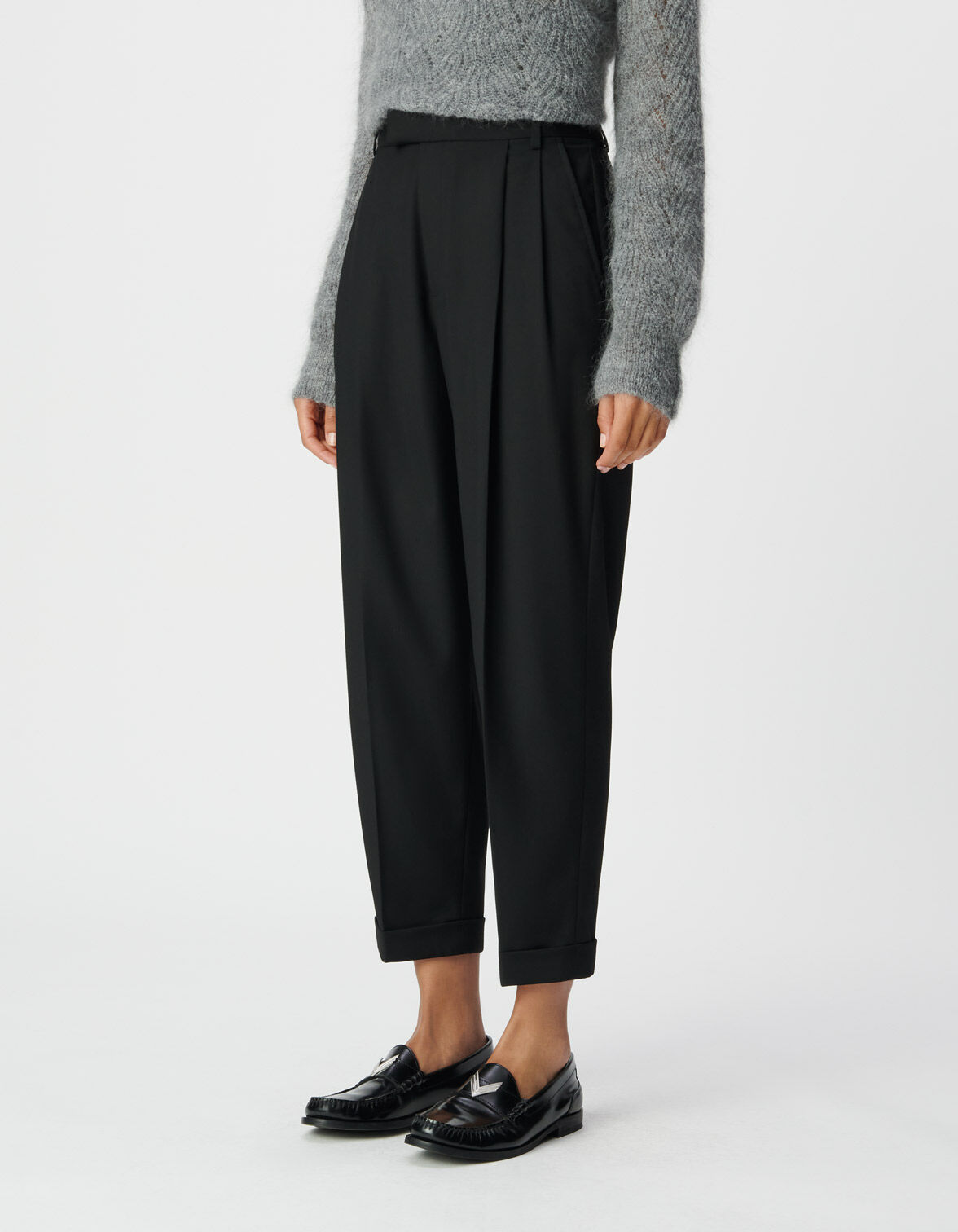 2TUCK CROPPED WIDE SLACKS パンツ WOOL GABARDINE 2TUCK CROPPED WIDE