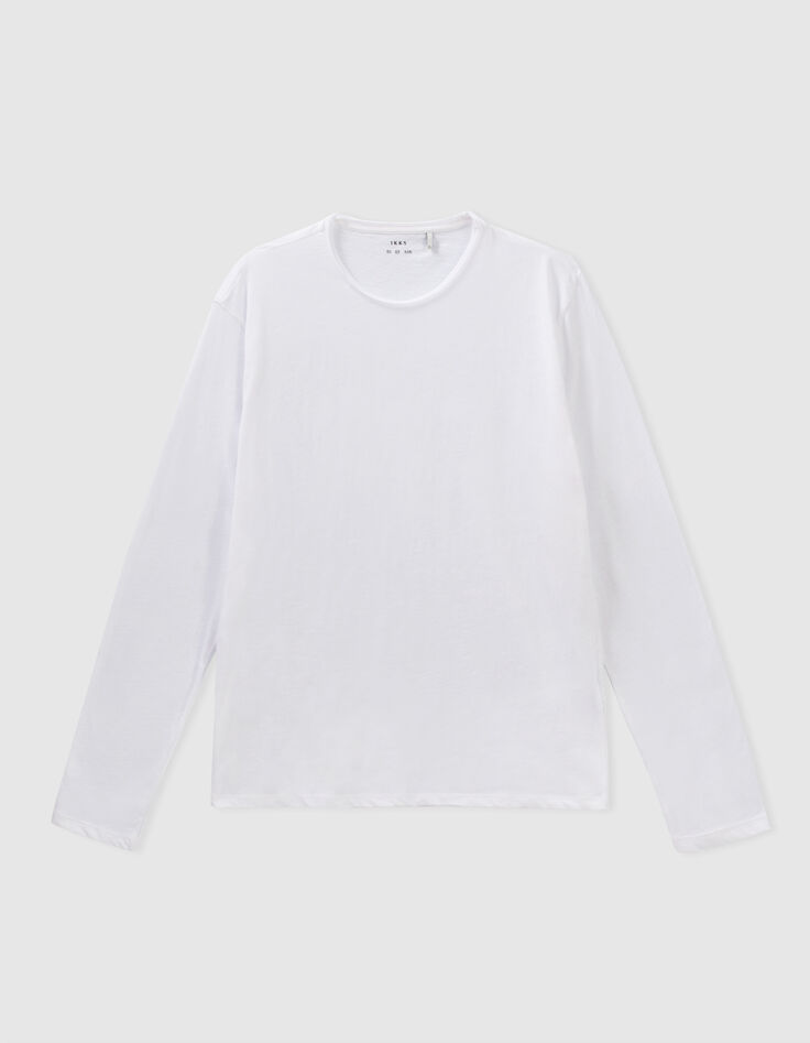 Wit T-shirt De Essential ronde hals lange mouwen Heren-6