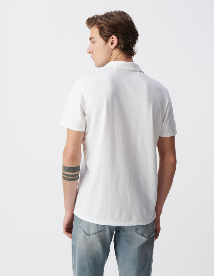 Polo blanc L'Essentiel coton bio flammé Homme-3