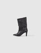 Schwarze Damenlederstiefeletten mit schmalem Absatz-1