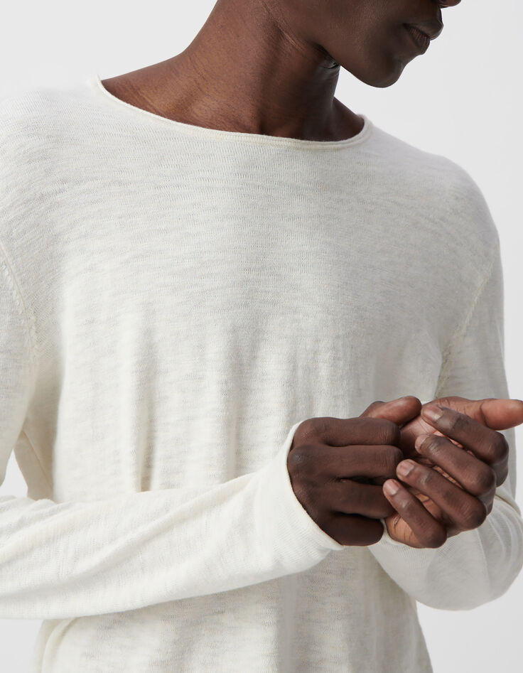 Men’s gesso slub knit sweater with rolled edges-4
