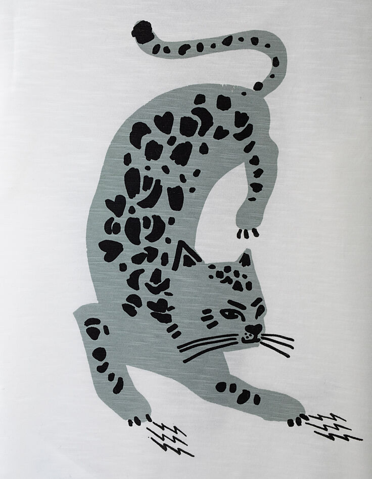 Cremeweißes Mädchenshirt Wild Cat/Leopard-4 Cremeweißes Mädchenshirt Wild Cat/Leopard-4