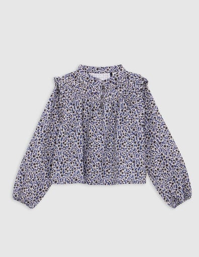Girl’s ecru organic cotton stars-lightning print blouse - IKKS