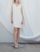 Vestido blanco roto reciclado collar detrás mujer-1
