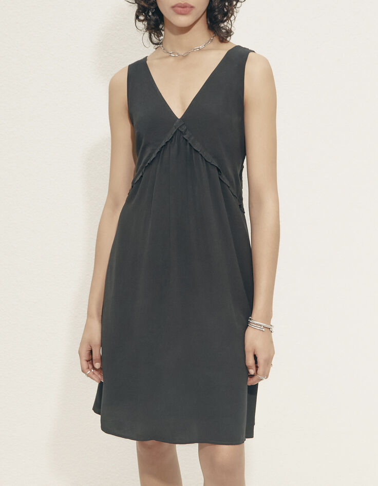 Schwarzes Damenchiffonkleid mit überkreuztem Rücken-2