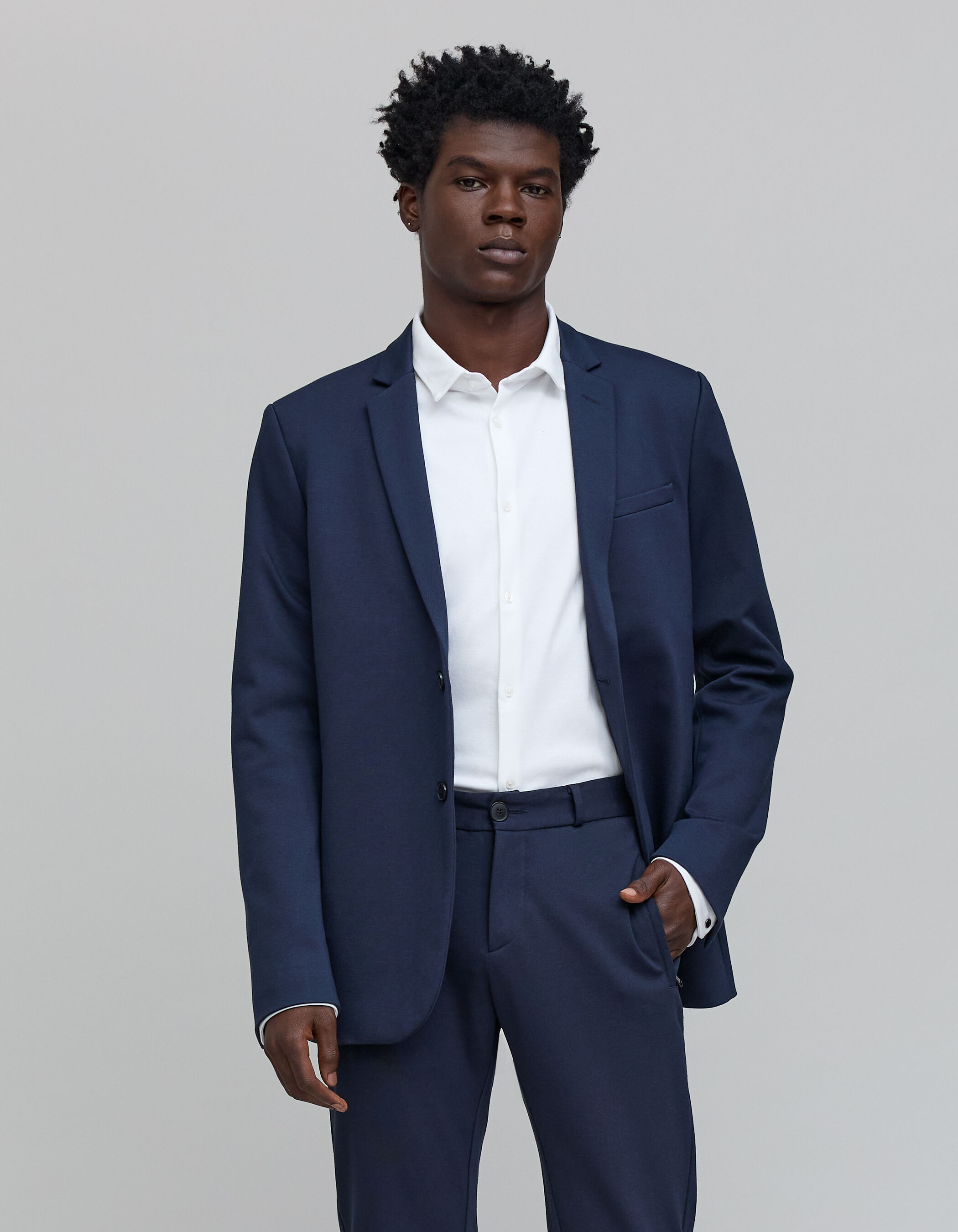 Men s navy Interlock suit jacket IKKS