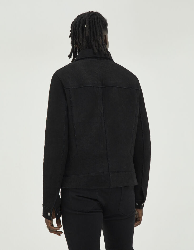 Men’s black nubuck leather jacket-3