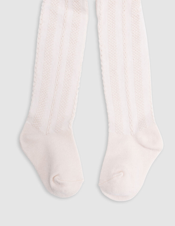 Collants marine et écrus en tricot bébé fille-2 Collants marine et écrus en tricot bébé fille-2