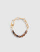 Kastanjebruine armband tijgeroog en schakelketting Dames-1