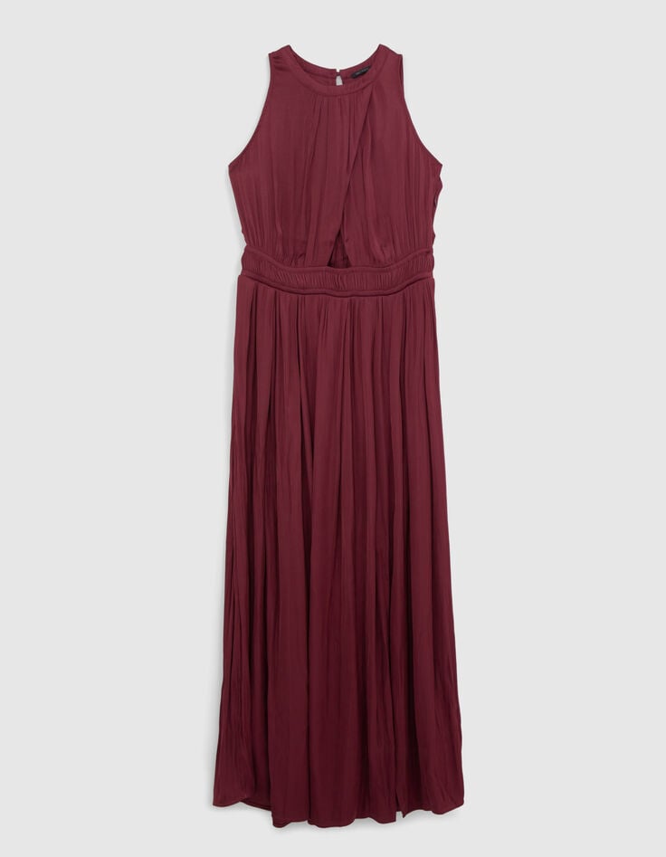 Damen-Maxikleid recycelt Bordeaux mit asymmetrischem Top-7