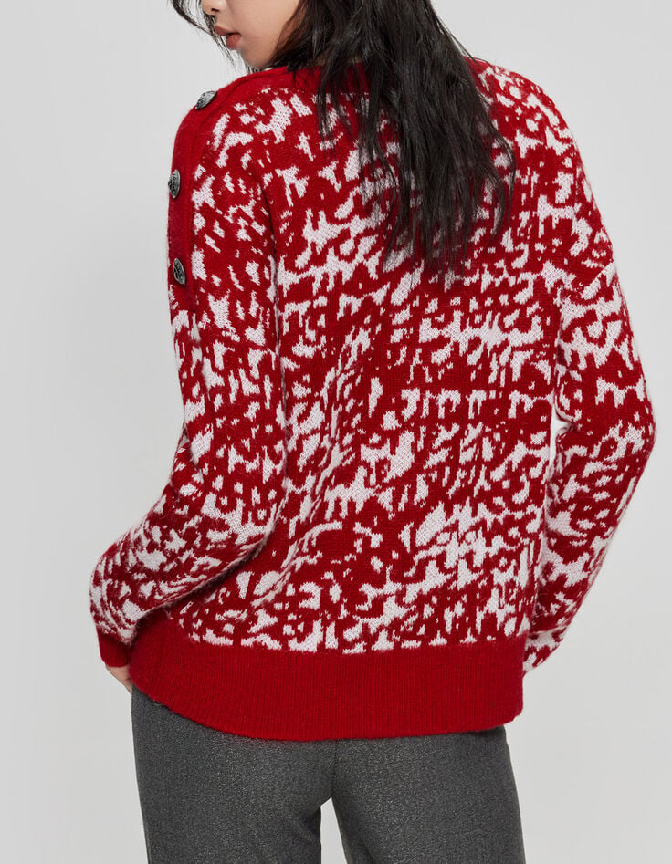 Rode gebreide trui jacquard tagmotief Dames-2