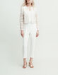 Women's white suit trousers with microbeading-5