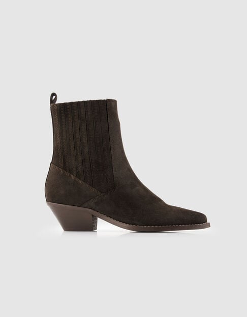 Botas de mujer de ante marr&oacute;n estilo vaquero - IKKS